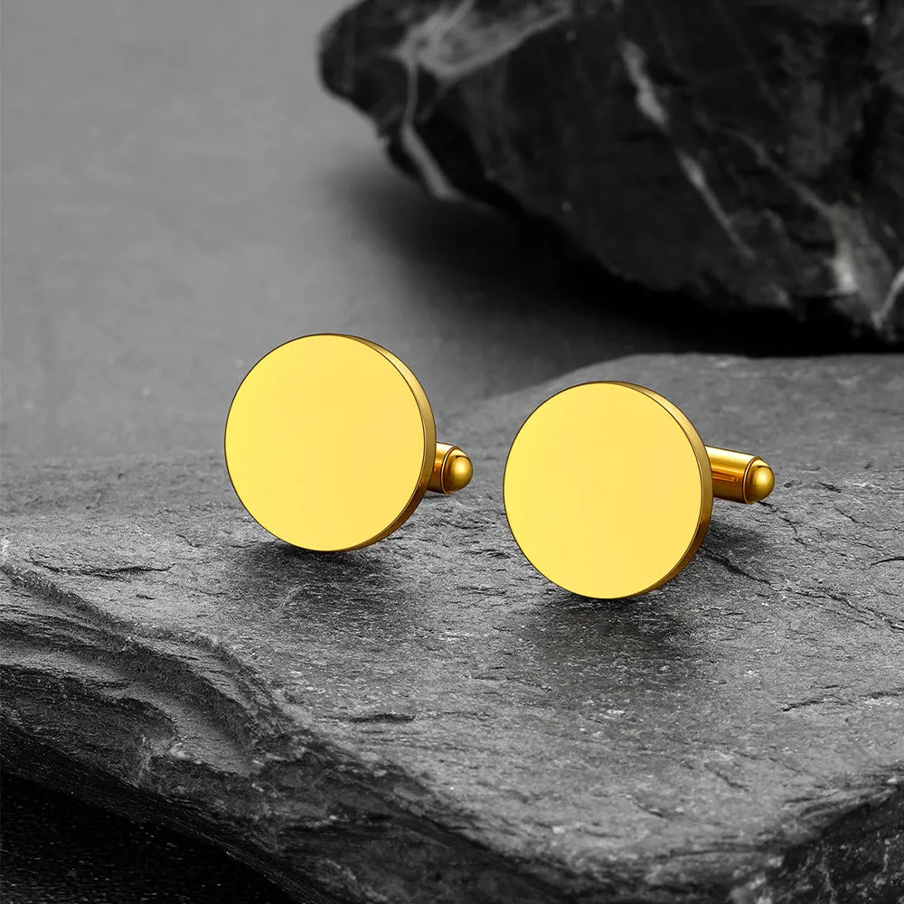 Custom Engraved Round Cufflinks for Men