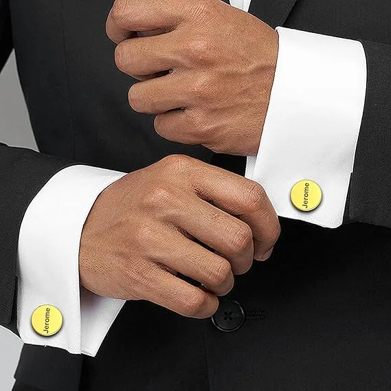 Custom Engraved Round Cufflinks for Men