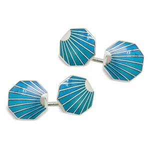 Deakin & Francis Sterling Silver  Art Deco Style Shell Cufflinks