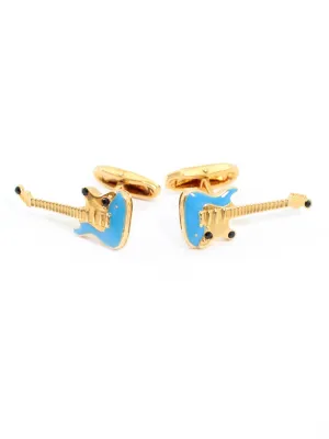 Dolce & Gabbana Cufflinks Gold Blue Guitar SALE