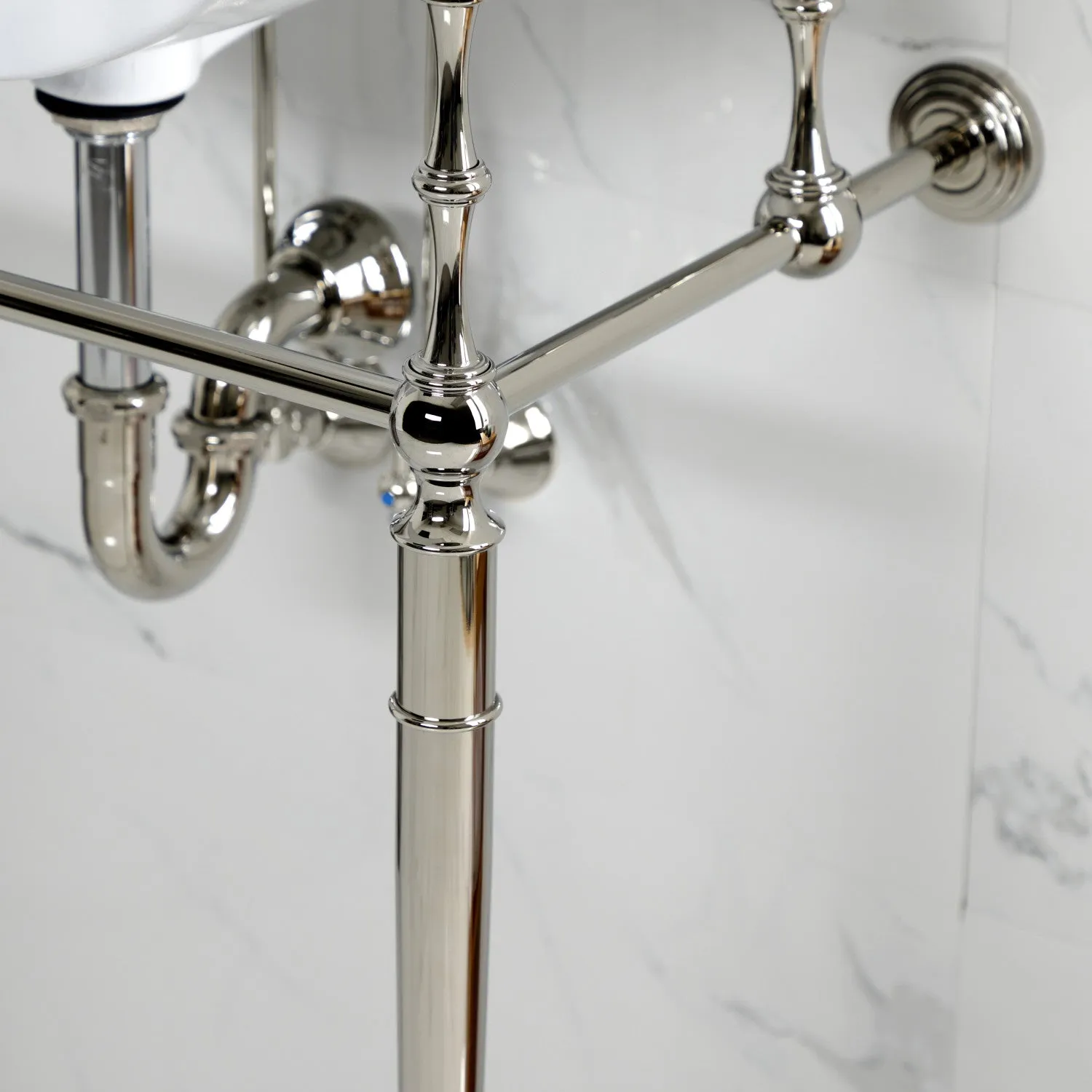 Edwardian KVPB24187W8PN 24-Inch Console Sink with Brass Legs (8-Inch, 3 Hole), White/Polished Nickel