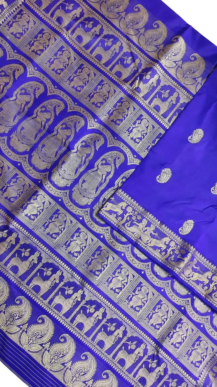 Elegant Purple Baluchari Silk Saree: Handloom Beauty