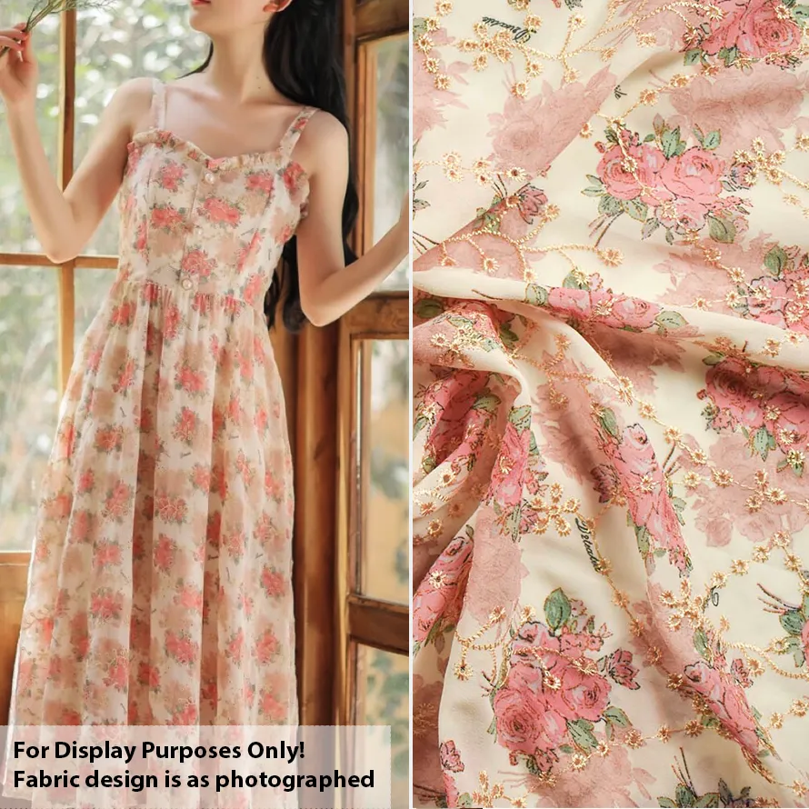 Embroidered Floral Print Chiffon
