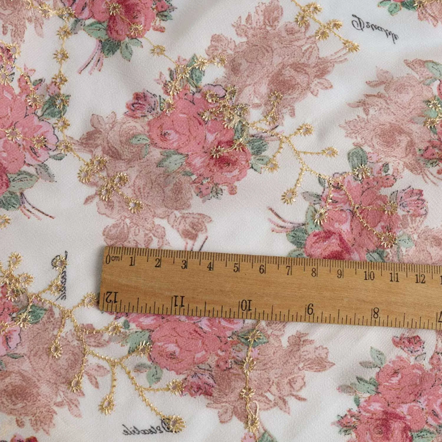 Embroidered Floral Print Chiffon