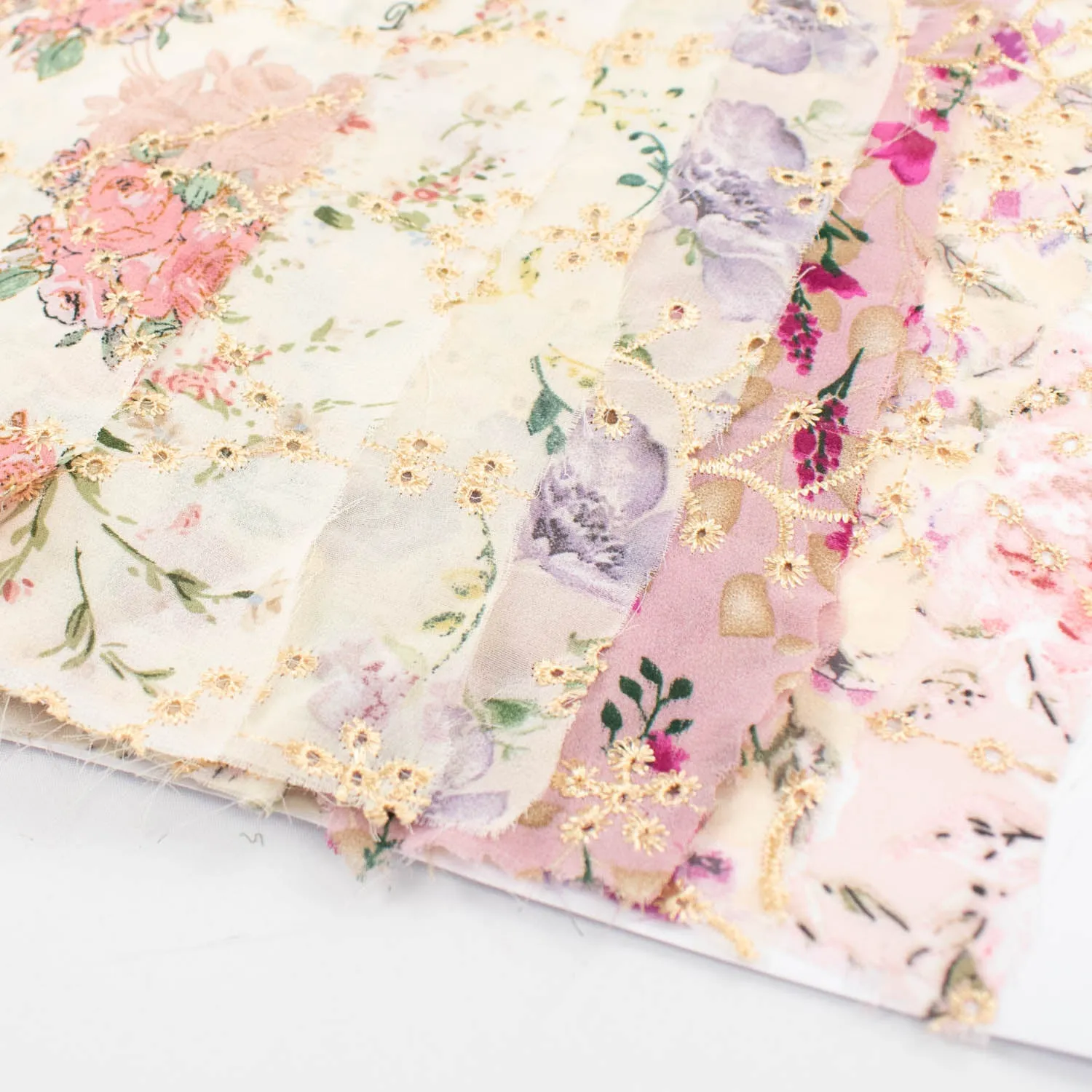 Embroidered Floral Print Chiffon