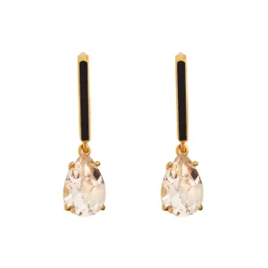 Enamel and White Topaz Hoops
