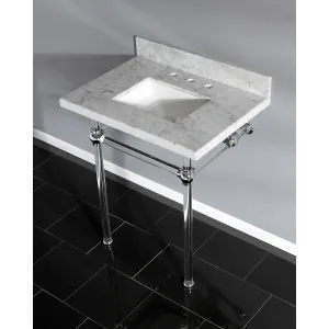 Fauceture KVPB30MASQ1 30-Inch Marble Console Sink with Acrylic Feet, Carrara Marble/Polished Chrome