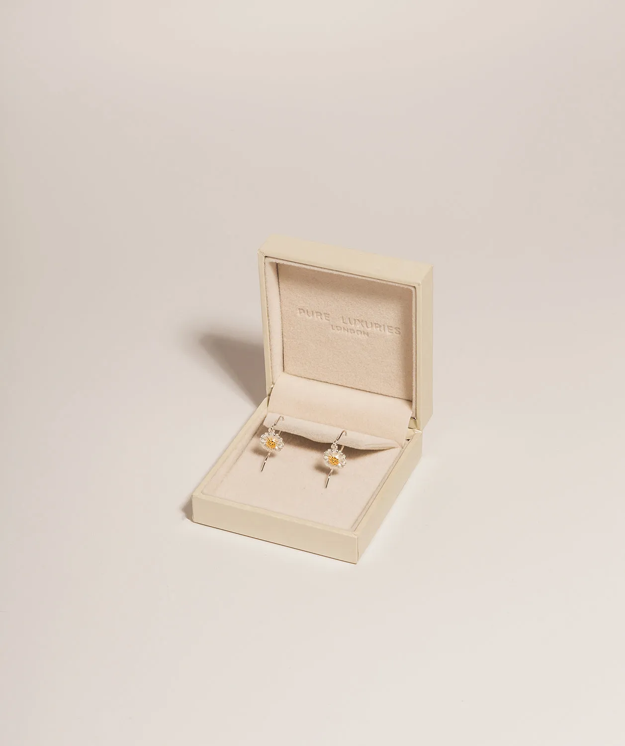 Gift Packaged 'Jemila' 18ct Yellow Gold Plated & 925 Silver Daisy Drop Earrings