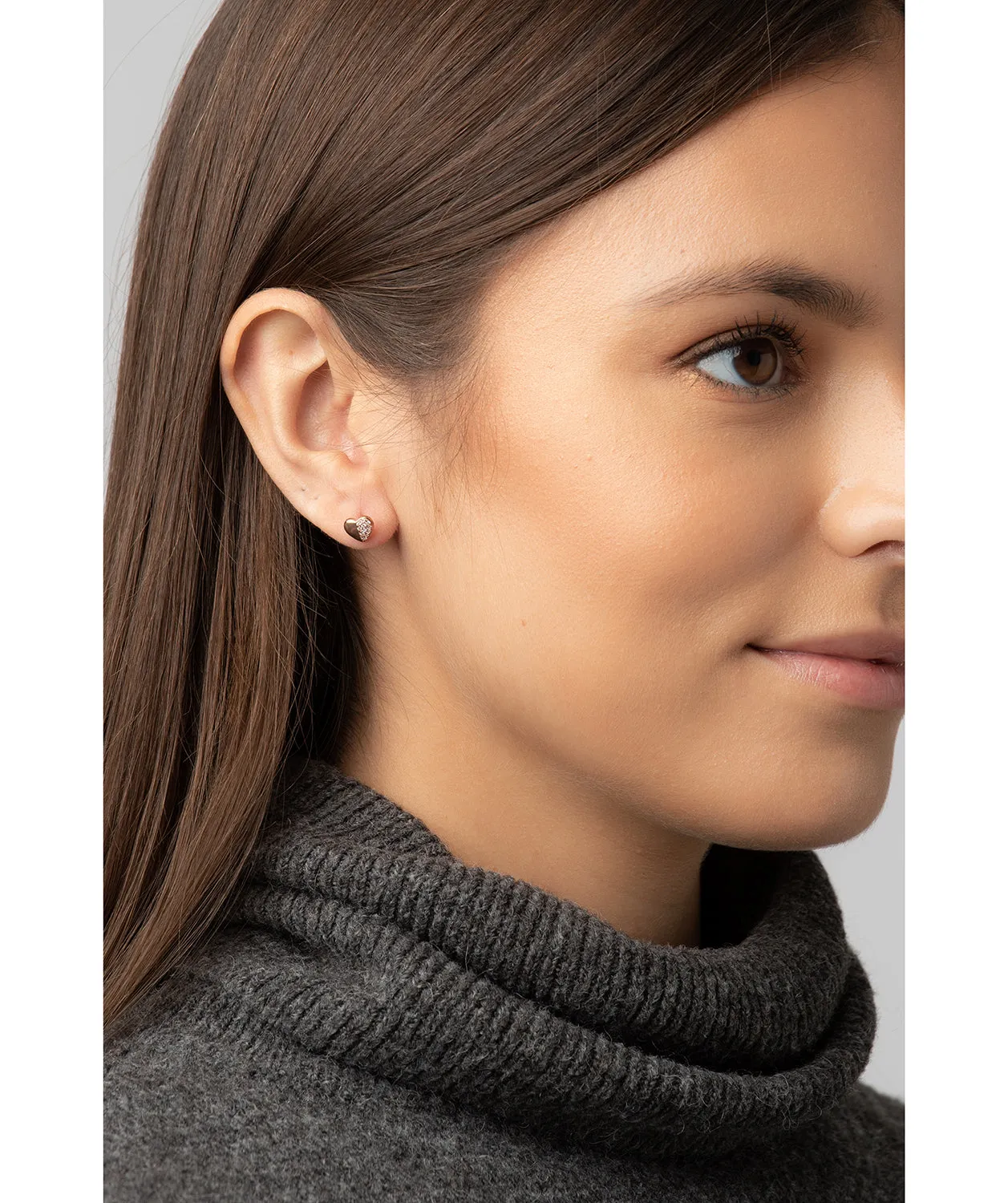 Gift Packaged 'Leonie' 18ct Rose Gold Plated 925 Silver & Cubic Zirconia Heart Earrings