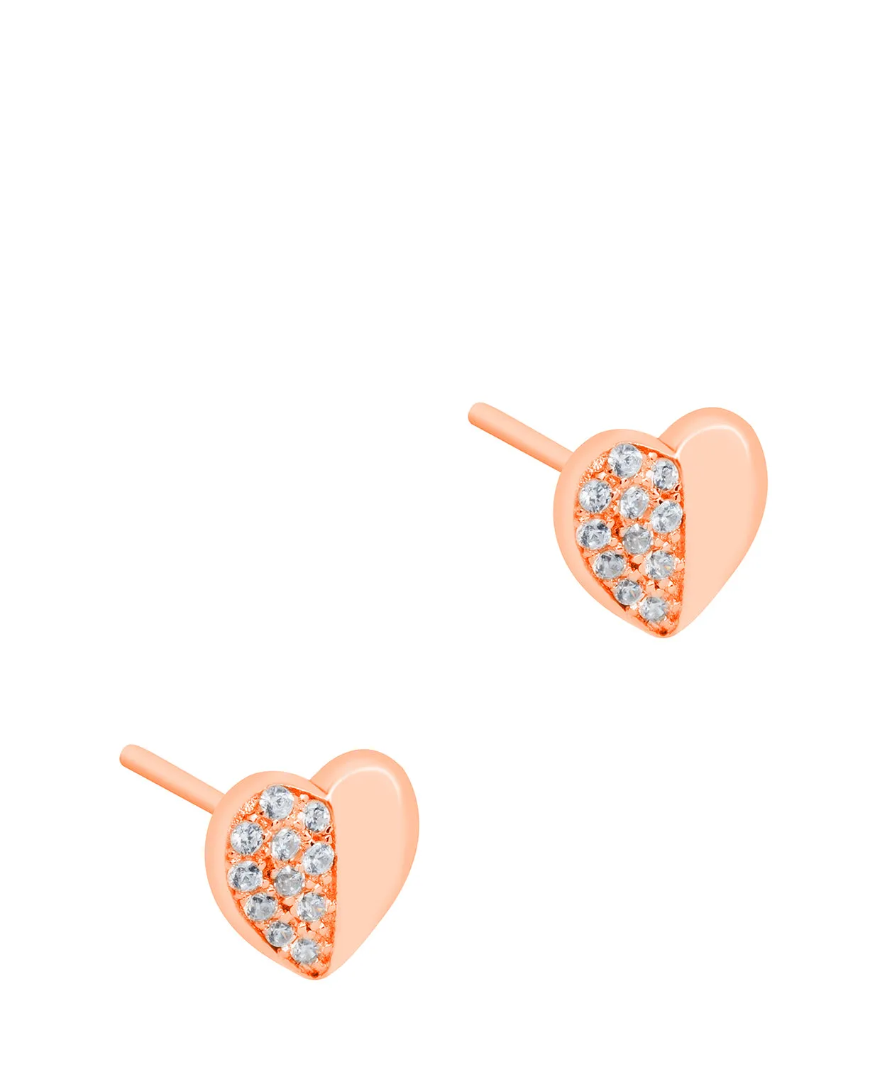 Gift Packaged 'Leonie' 18ct Rose Gold Plated 925 Silver & Cubic Zirconia Heart Earrings