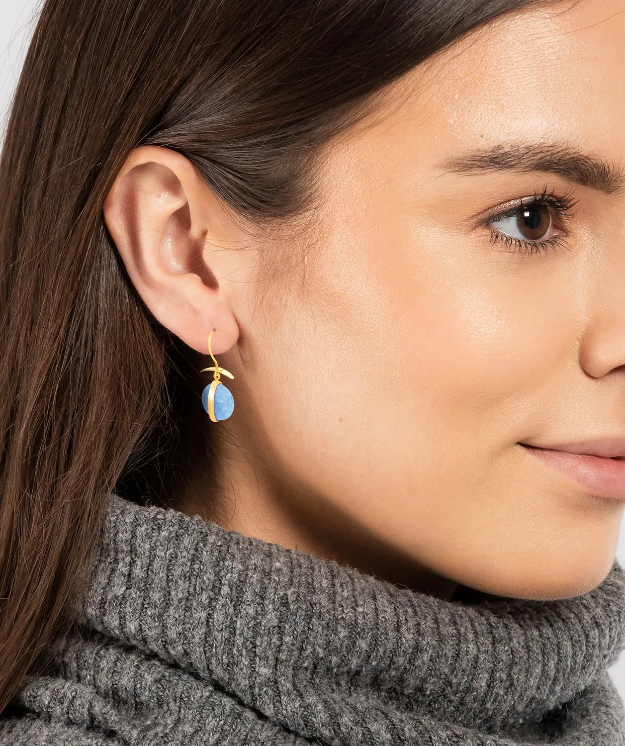 Gift Packaged 'Manon' 18ct Yellow Gold Plated 925 Silver & Blue Gemstone Drop Earrings