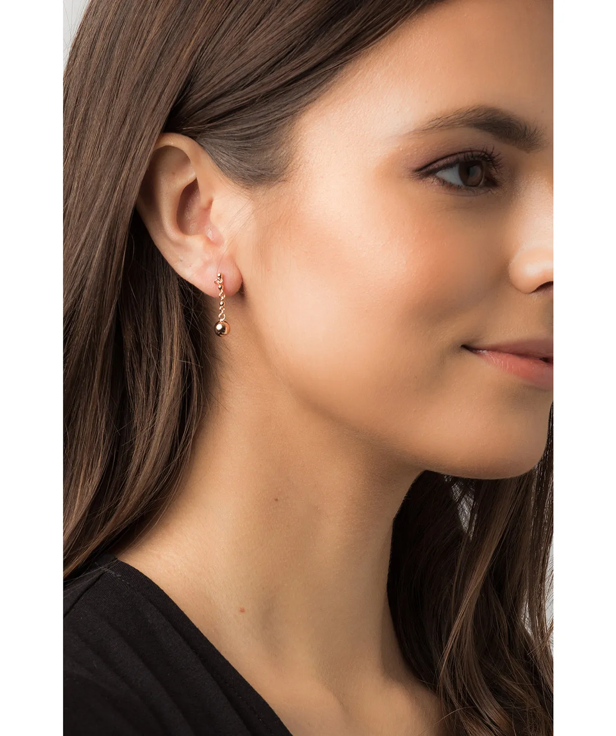 Gift Packaged 'Ottinger' 18ct Rose Gold Plated 925 Silver Ball & Chain Drop Earrings