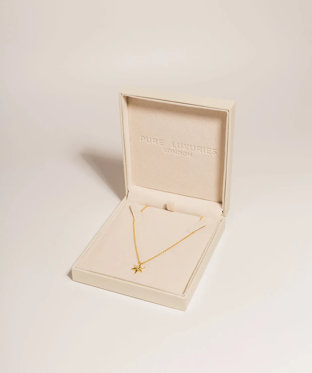 Gift Packaged 'Raelynn' 18ct Yellow Gold 925 Silver & Cubic Zirconia Star Burst Necklace
