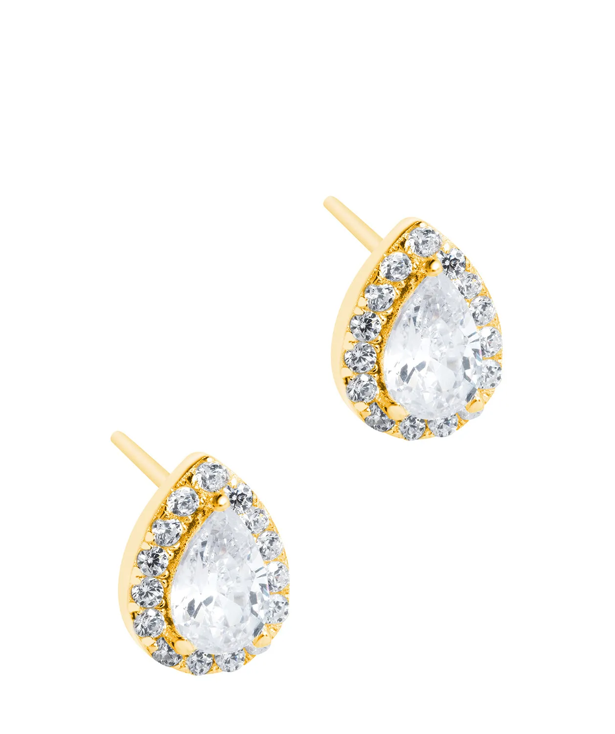 Gift Packaged 'Rocio' 18ct Yellow Gold Plated 925 Silver & Cubic Zirconia Teardrop Earrings