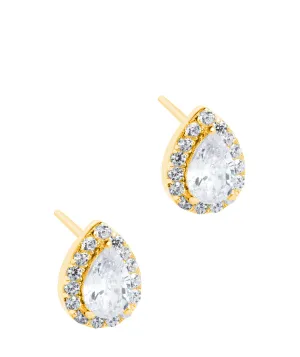 Gift Packaged 'Rocio' 18ct Yellow Gold Plated 925 Silver & Cubic Zirconia Teardrop Earrings