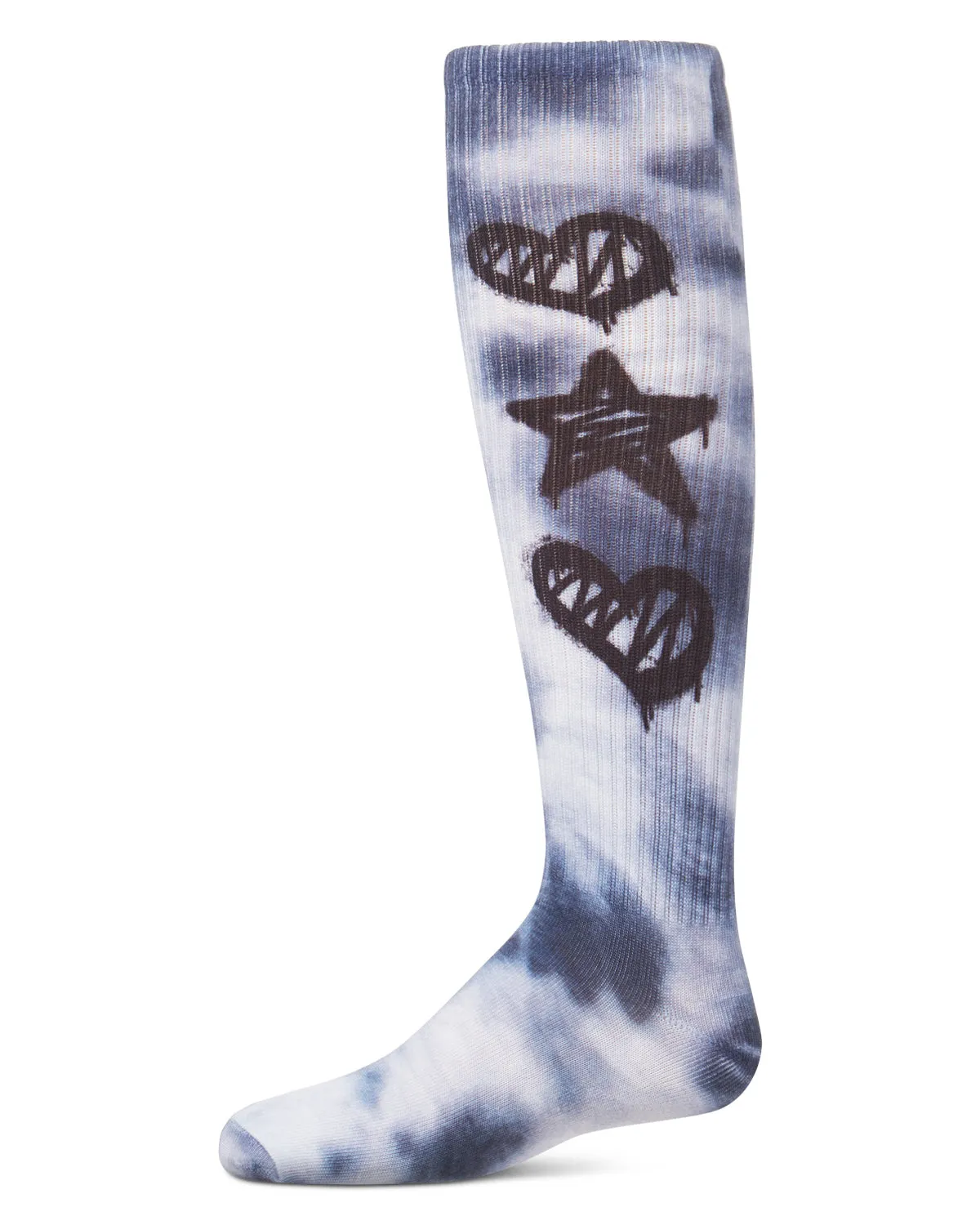 Girls' Tie Dye Graffiti Shapes Knee High Socks