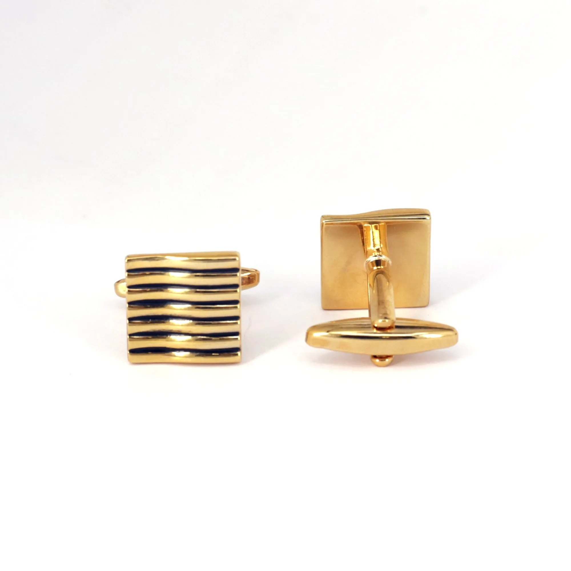 Gold Horizontal Wave Stripes Cufflinks (Online Exclusive)