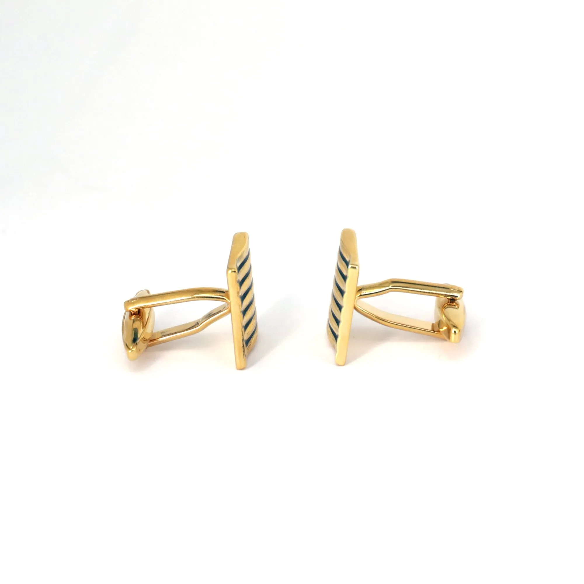 Gold Horizontal Wave Stripes Cufflinks (Online Exclusive)