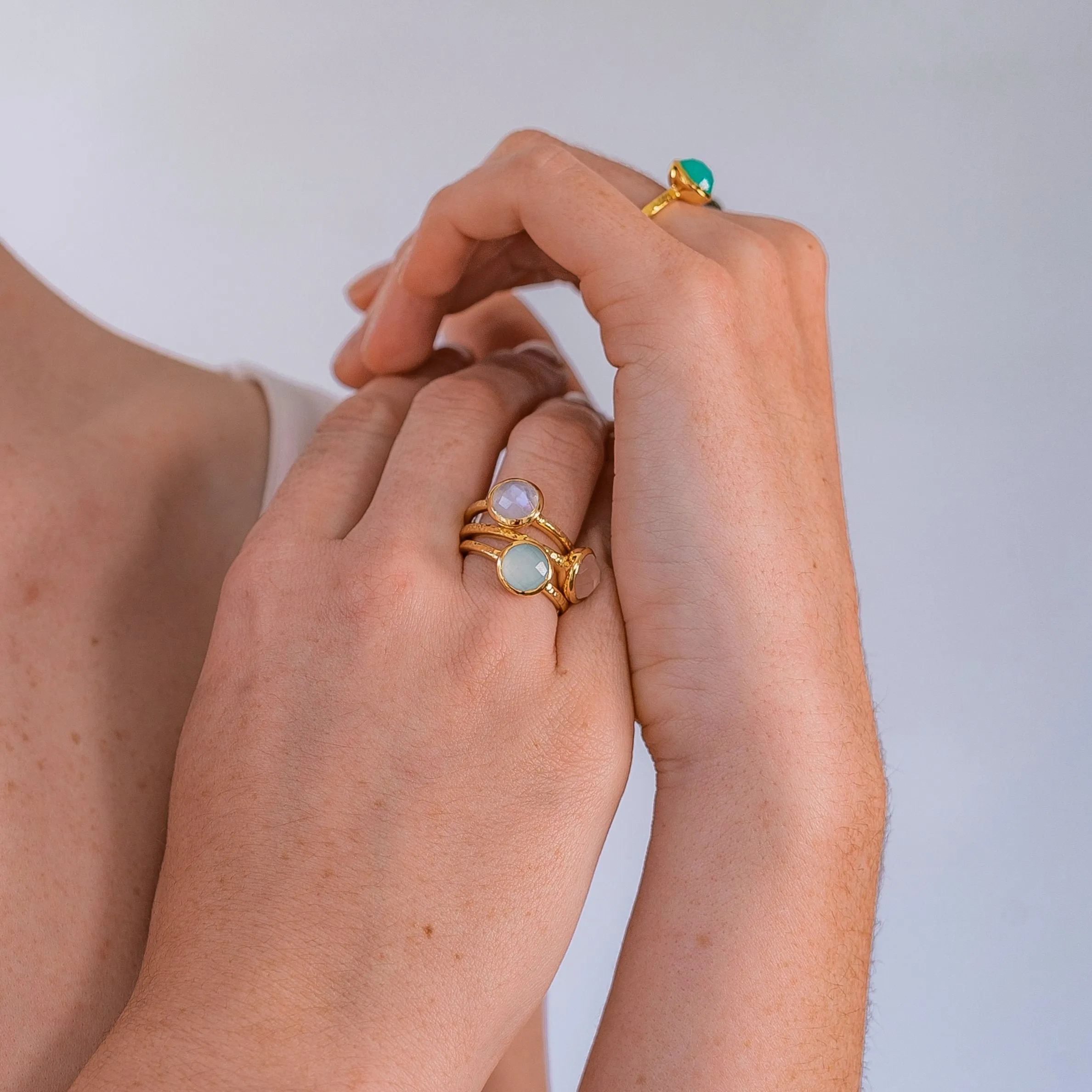 Gold Ring Green Amethyst Estella