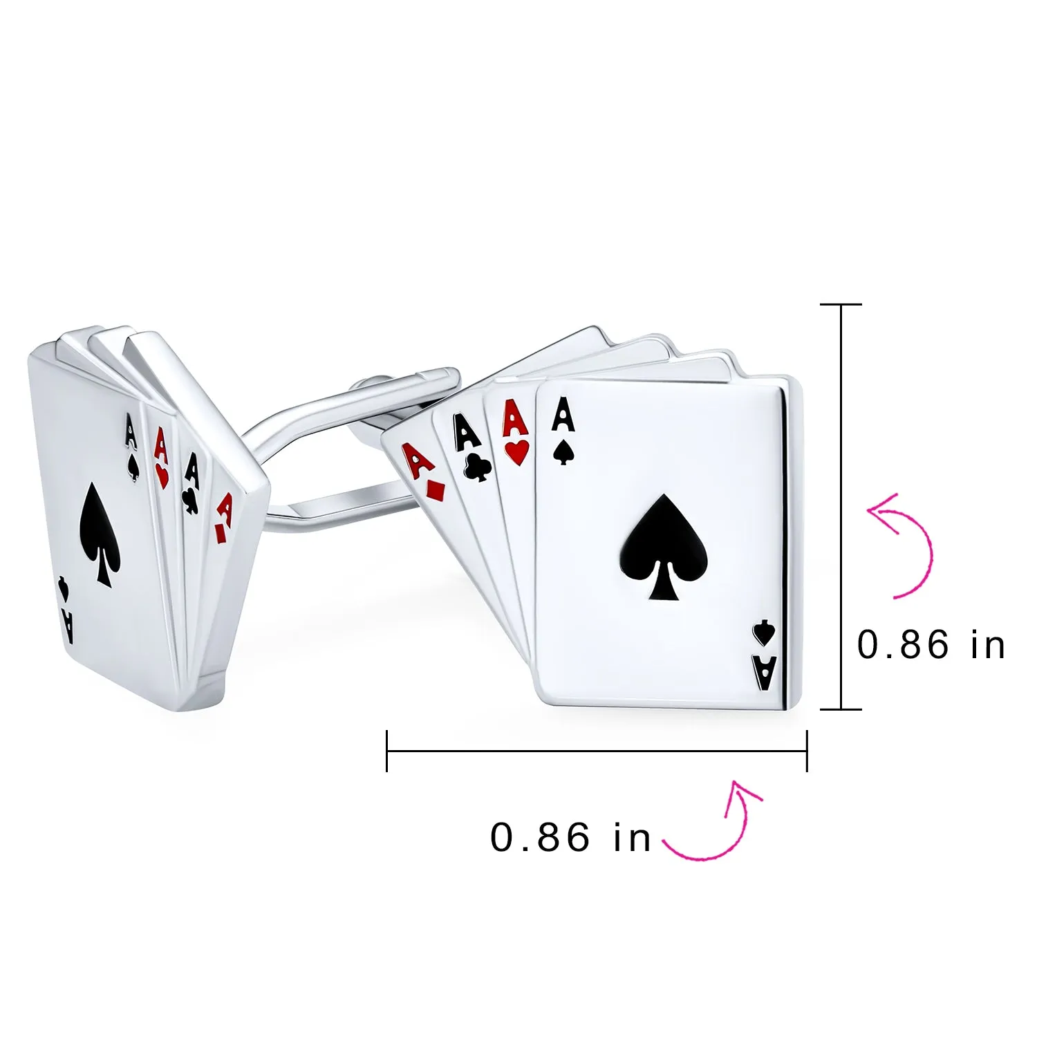 Good Luck Las Vegas Casino Aces Poker Player Shirt Cufflink Silver Tone Steel