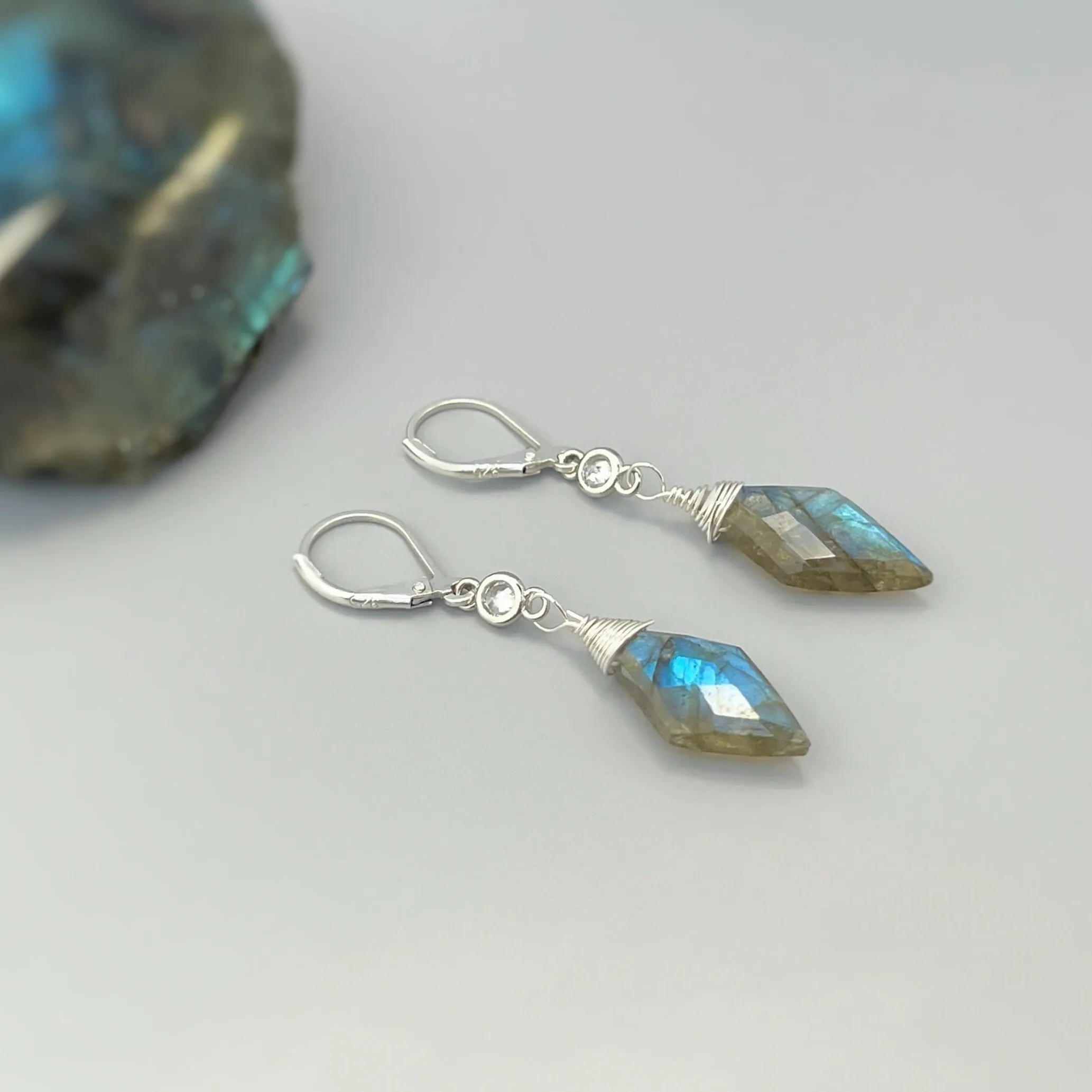 Handmade Labradorite earrings gold dangle Crystal Gemstone 14k dangly tear drop boho gemstone jewelry for women, birthstone gift for wife