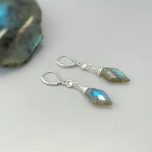 Handmade Labradorite earrings gold dangle Crystal Gemstone 14k dangly tear drop boho gemstone jewelry for women, birthstone gift for wife