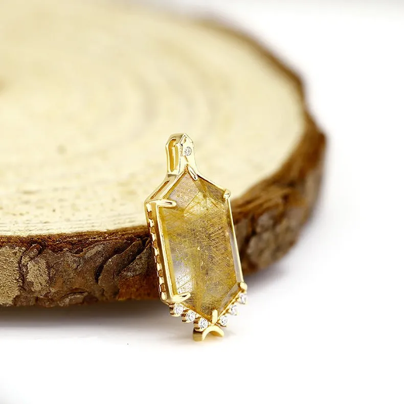 Hexagon Rutilated Quartz Pendant