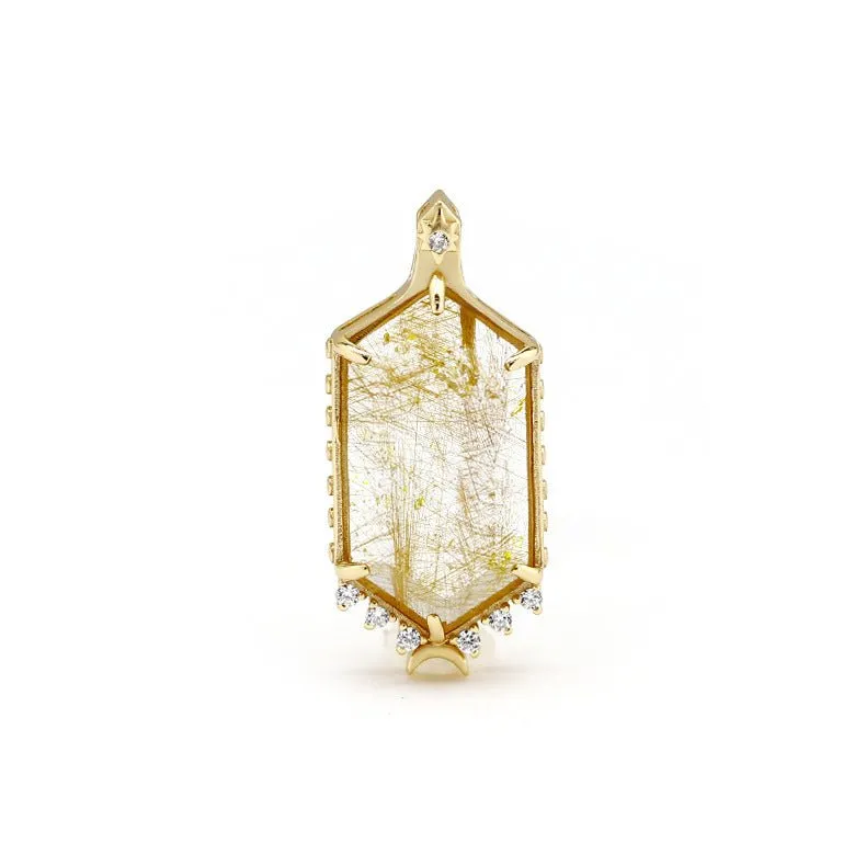 Hexagon Rutilated Quartz Pendant