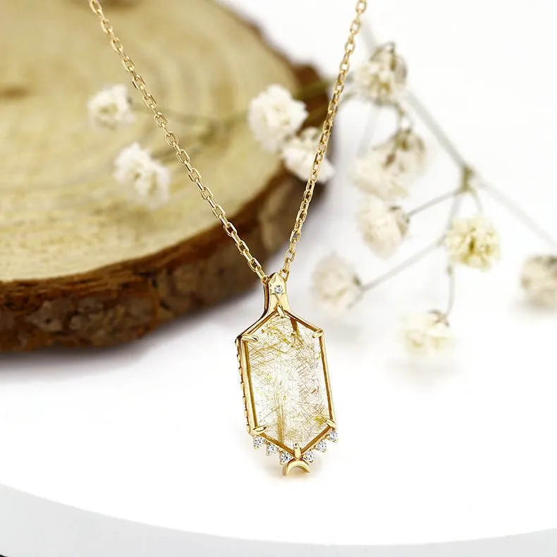 Hexagon Rutilated Quartz Pendant