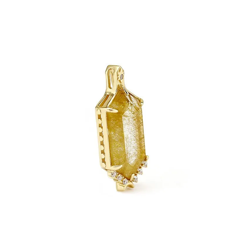 Hexagon Rutilated Quartz Pendant