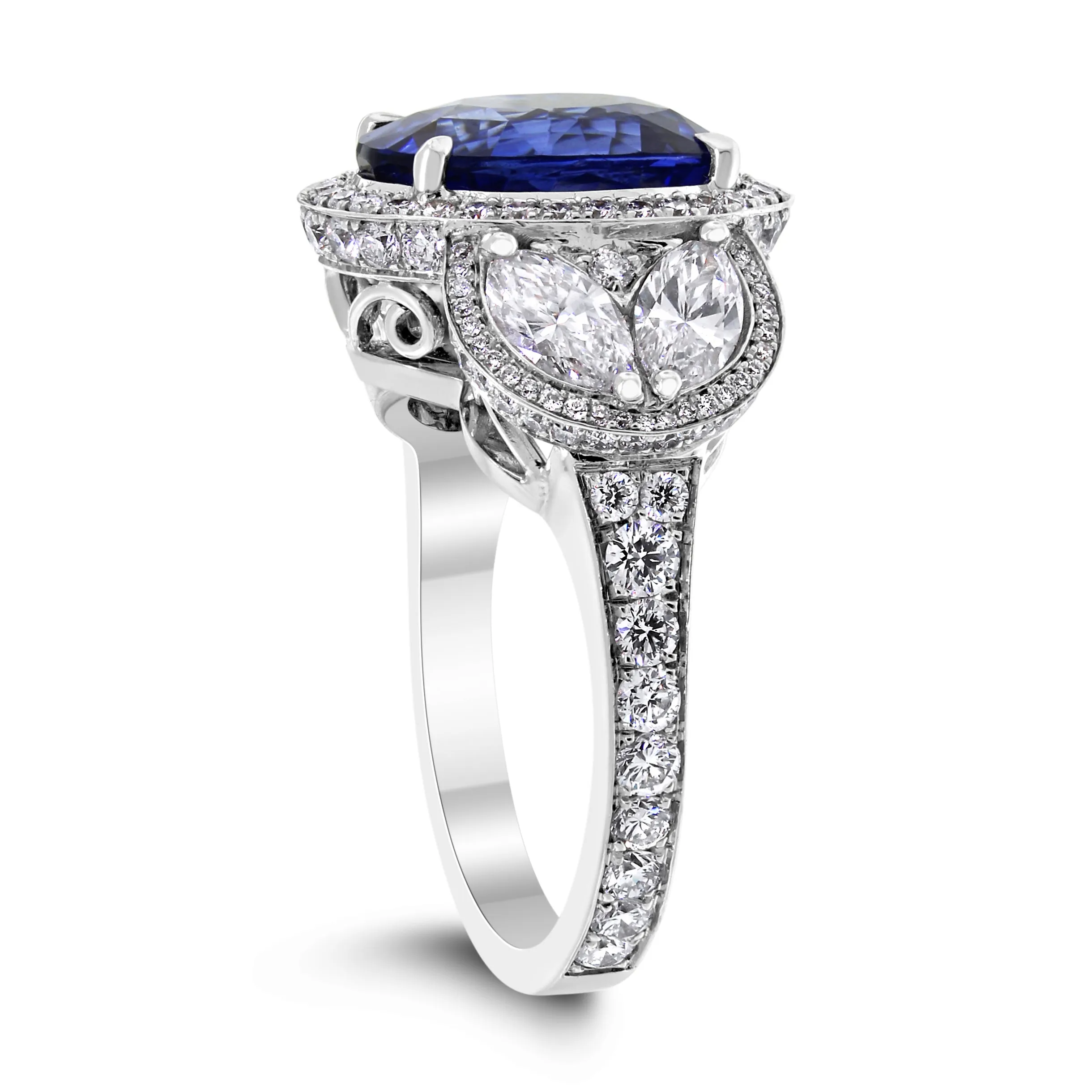 Ice Queen Diamonds & Sapphire Ring (7.51 ct Sapphire & Diamonds) in White Gold