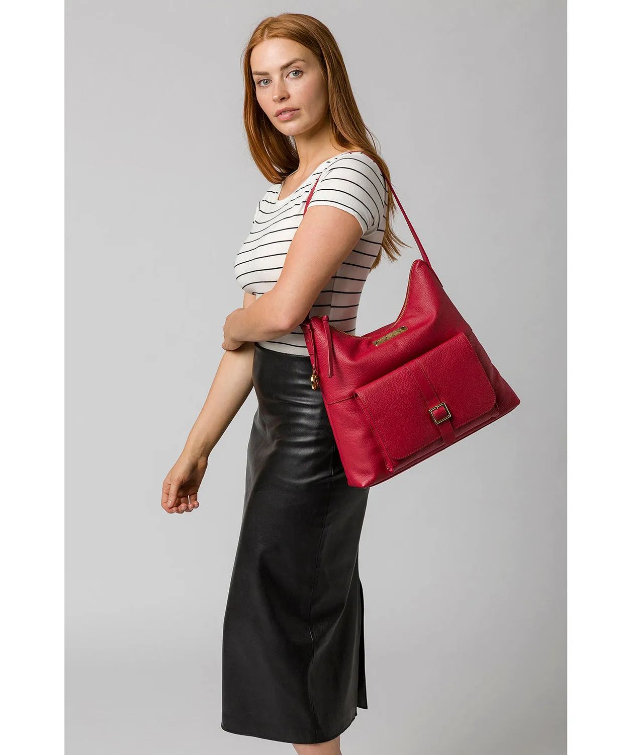 'Imogen' Berry Red Leather Shoulder Bag