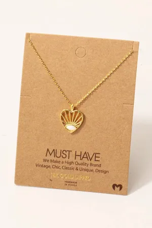 INTRICATE OVAL STUD HEART PENDANT NECKLACE