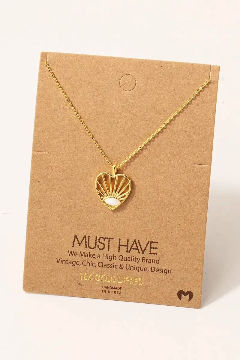 INTRICATE OVAL STUD HEART PENDANT NECKLACE