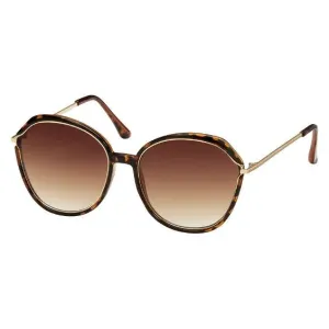 Jade Round Metal Inlay Sunglasses - Tortoise Frame - Brown Gradient Lens