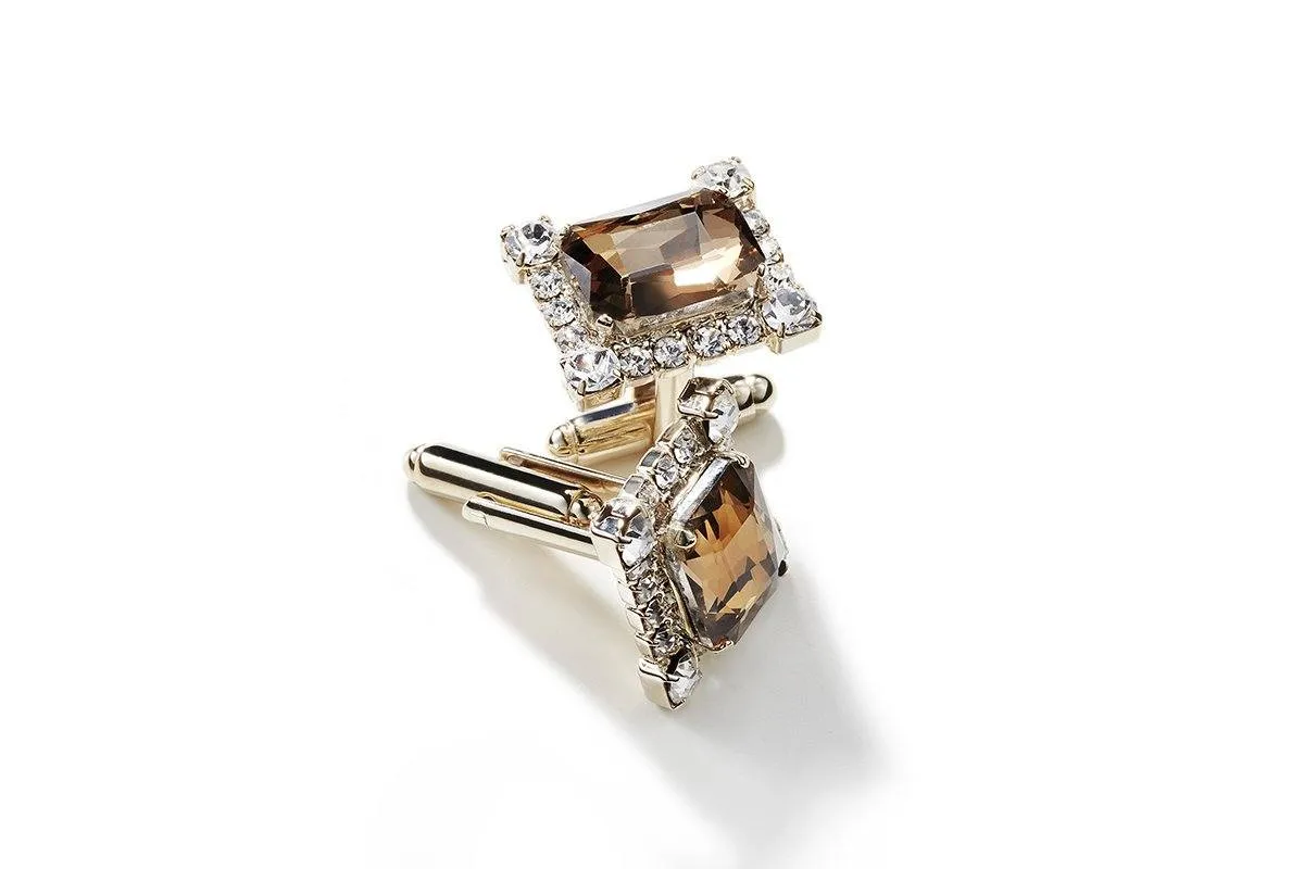 JOEL CRYSTAL COGNAC CUFFLINKS