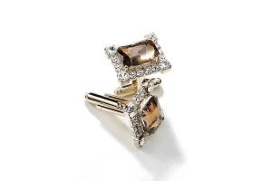 JOEL CRYSTAL COGNAC CUFFLINKS