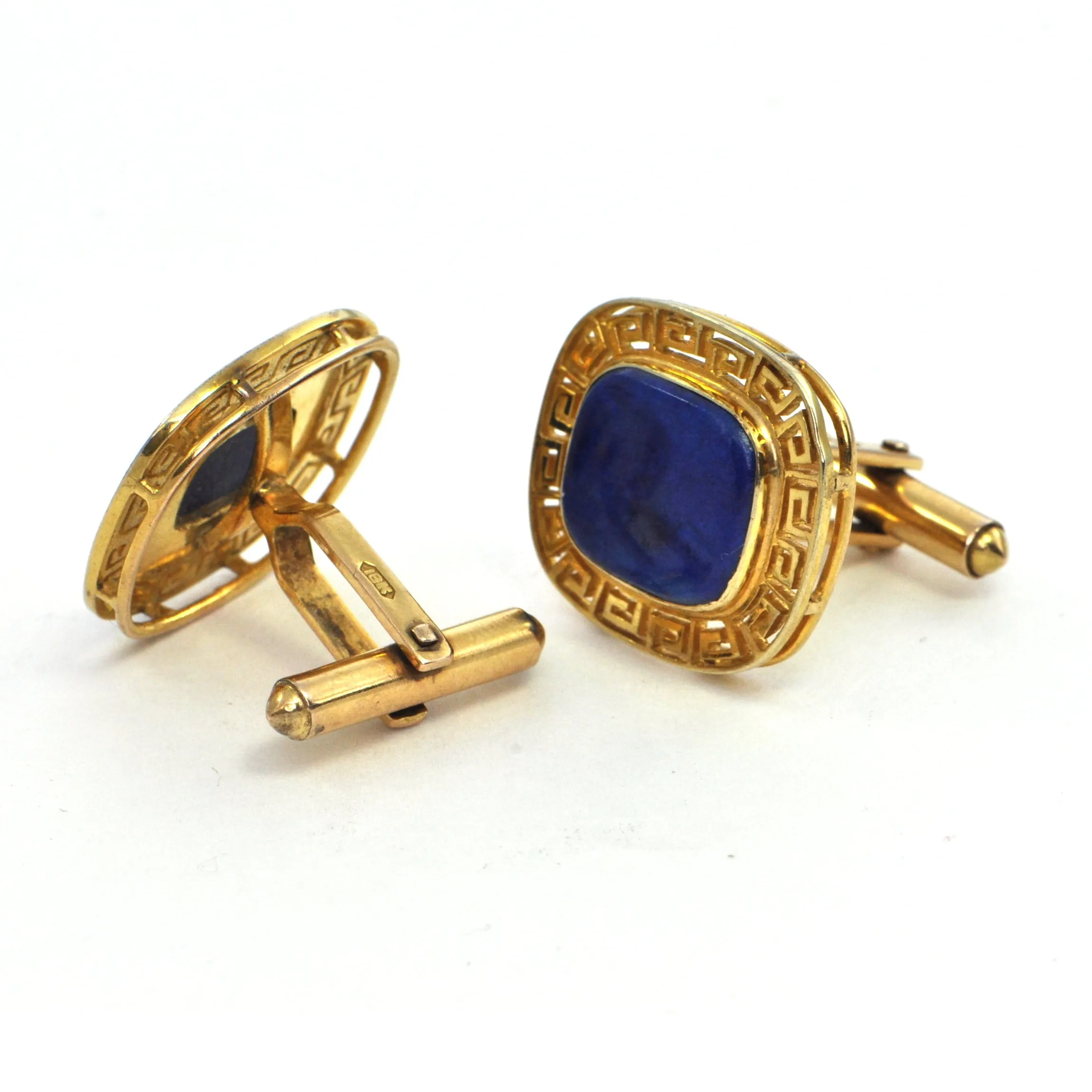 Lapis Lazuli Large Cufflinks in 18k Yellow Gold circa 1960