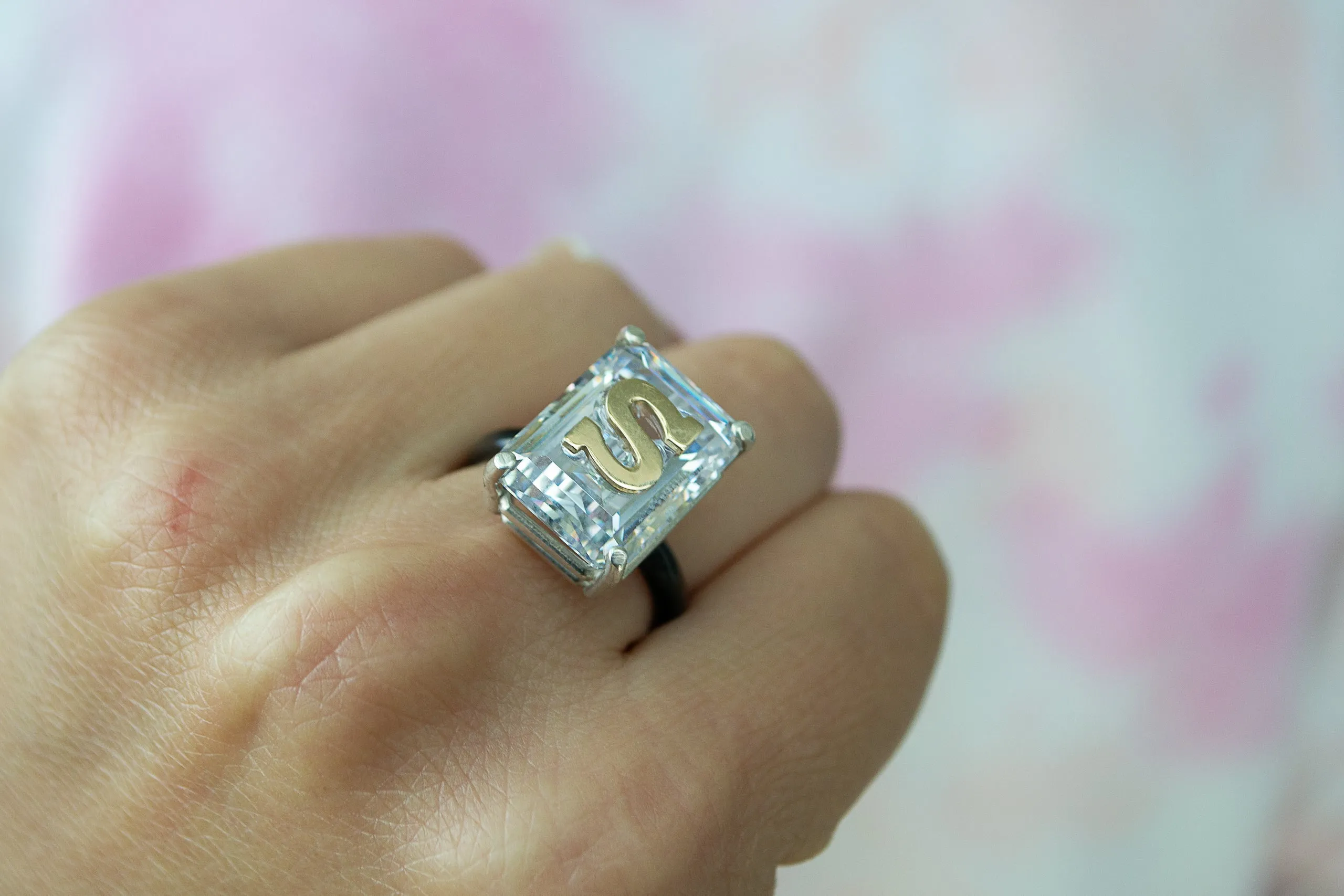 Large Emerald cut stone ring (More colors available)