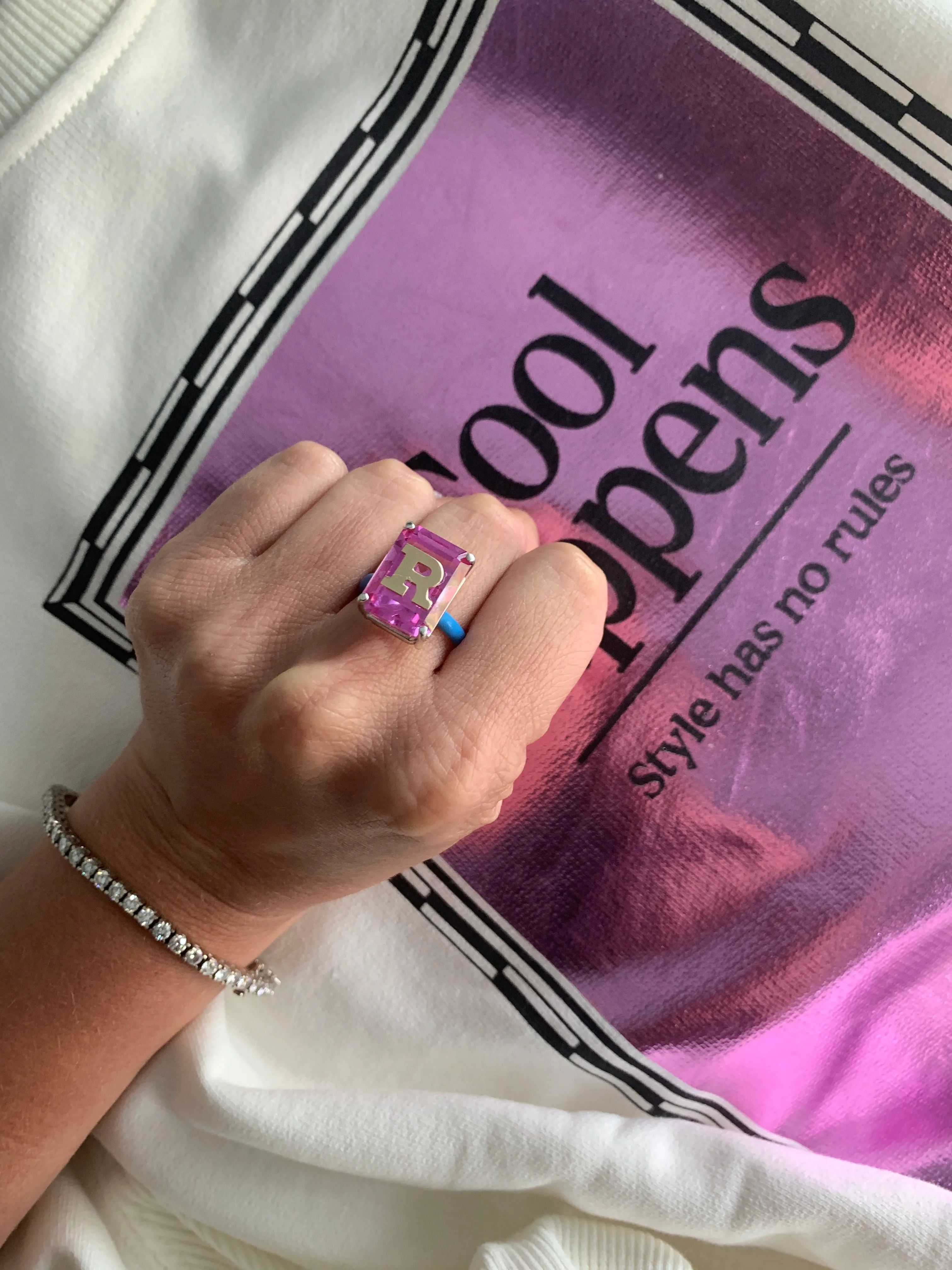Large Emerald cut stone ring (More colors available)