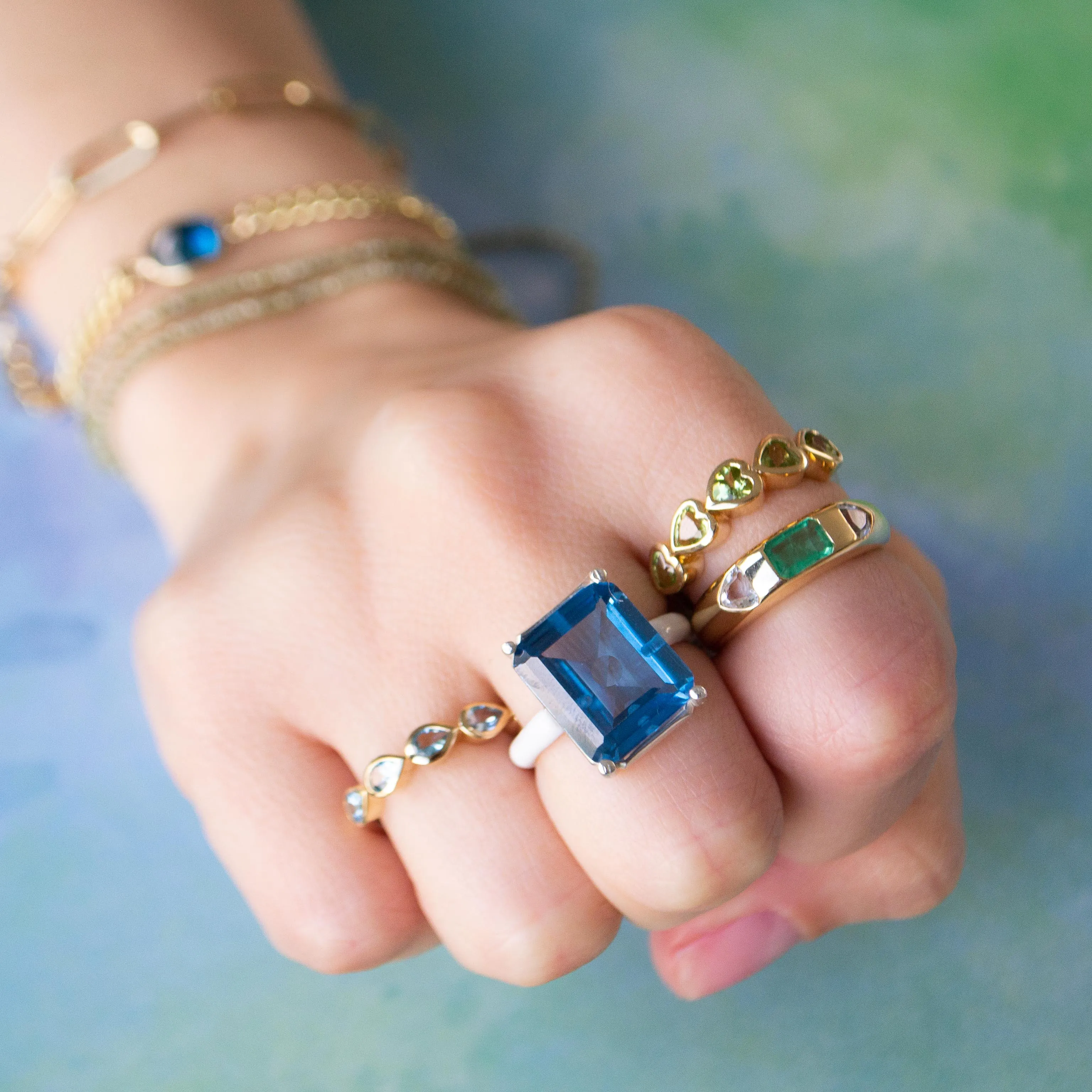 Large Emerald cut stone ring (More colors available)
