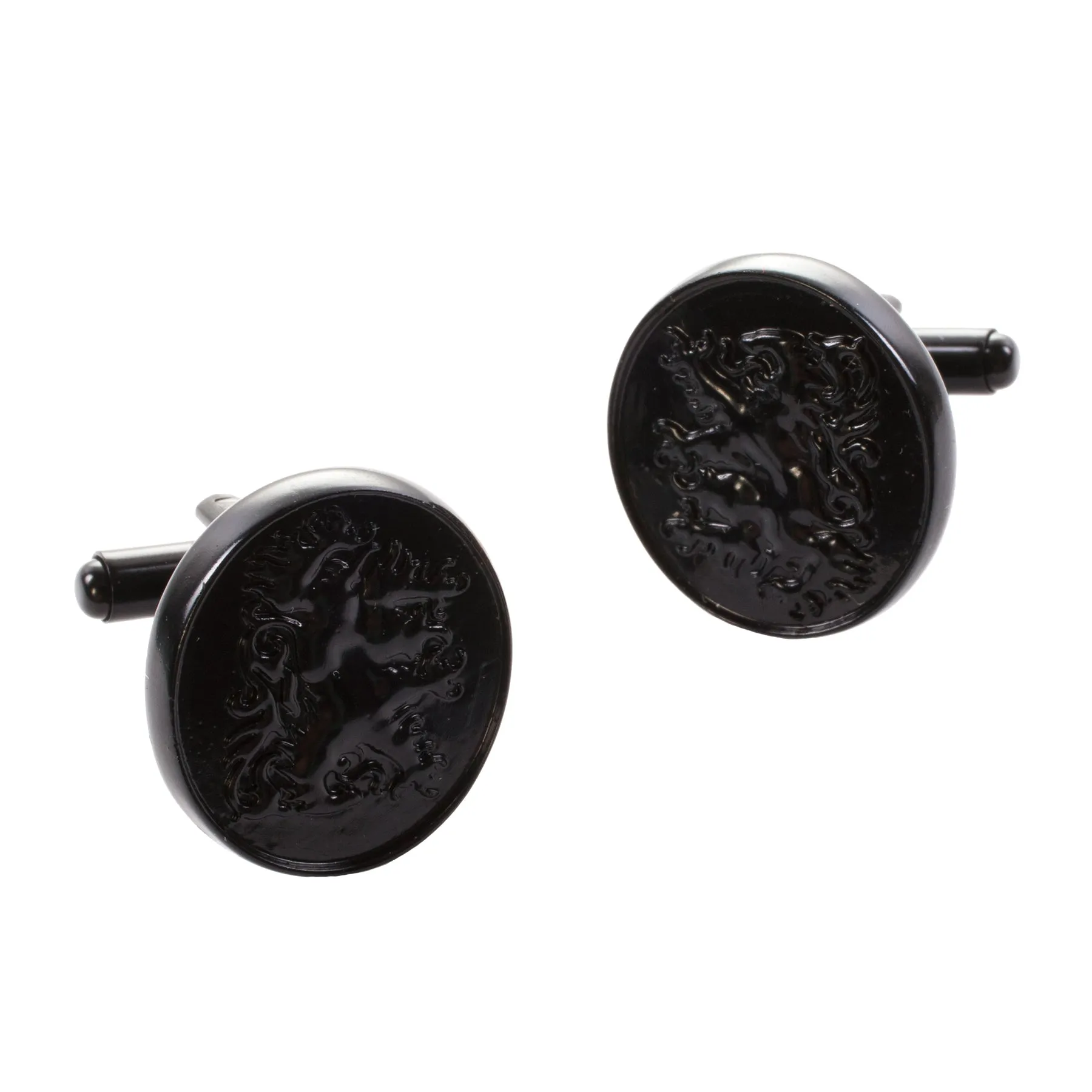 Lion Rampant Oval Cufflinks Jet Black