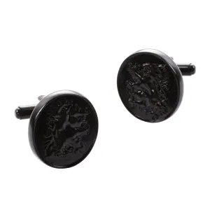 Lion Rampant Oval Cufflinks Jet Black