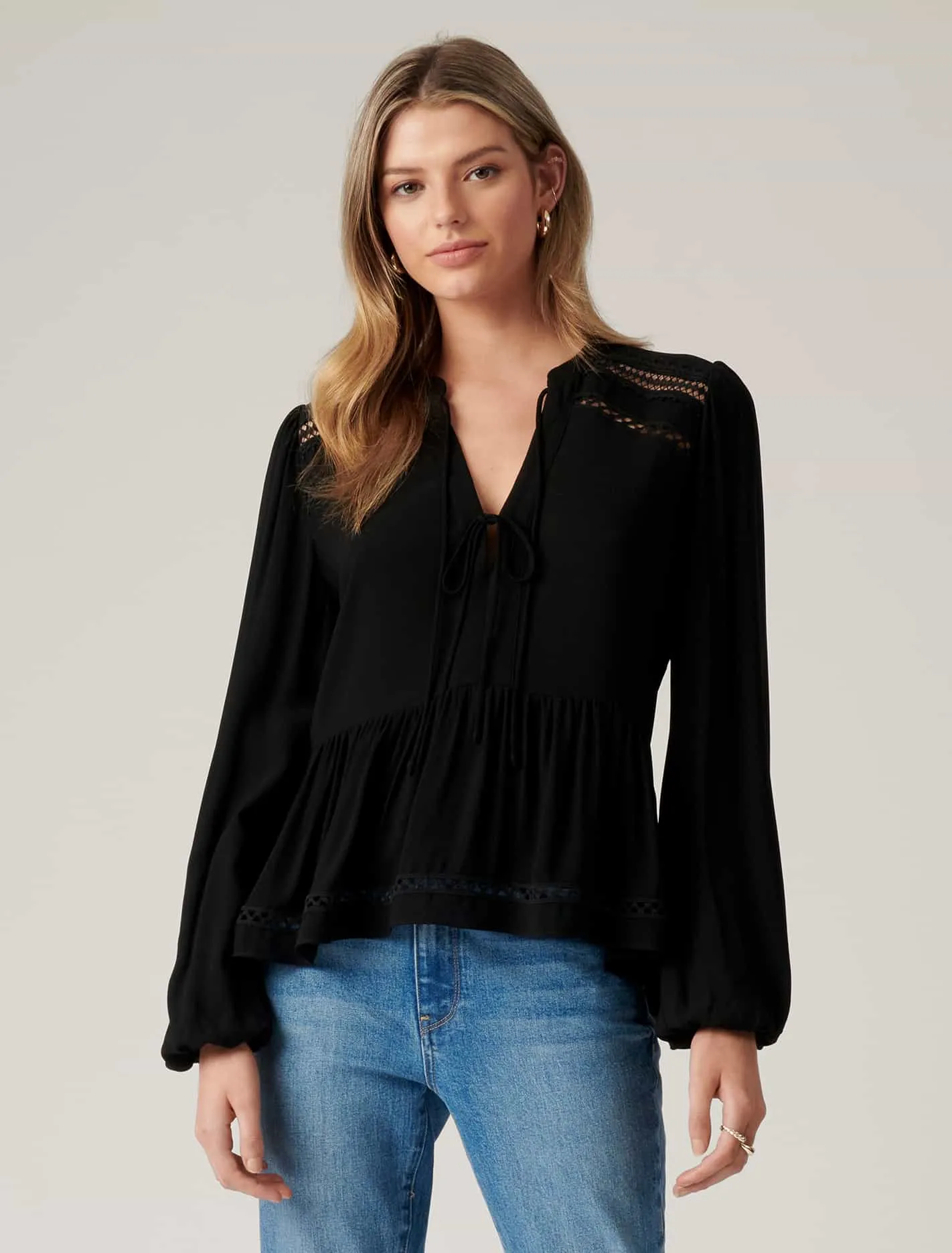Luna Lace Spliced Tunic Blouse