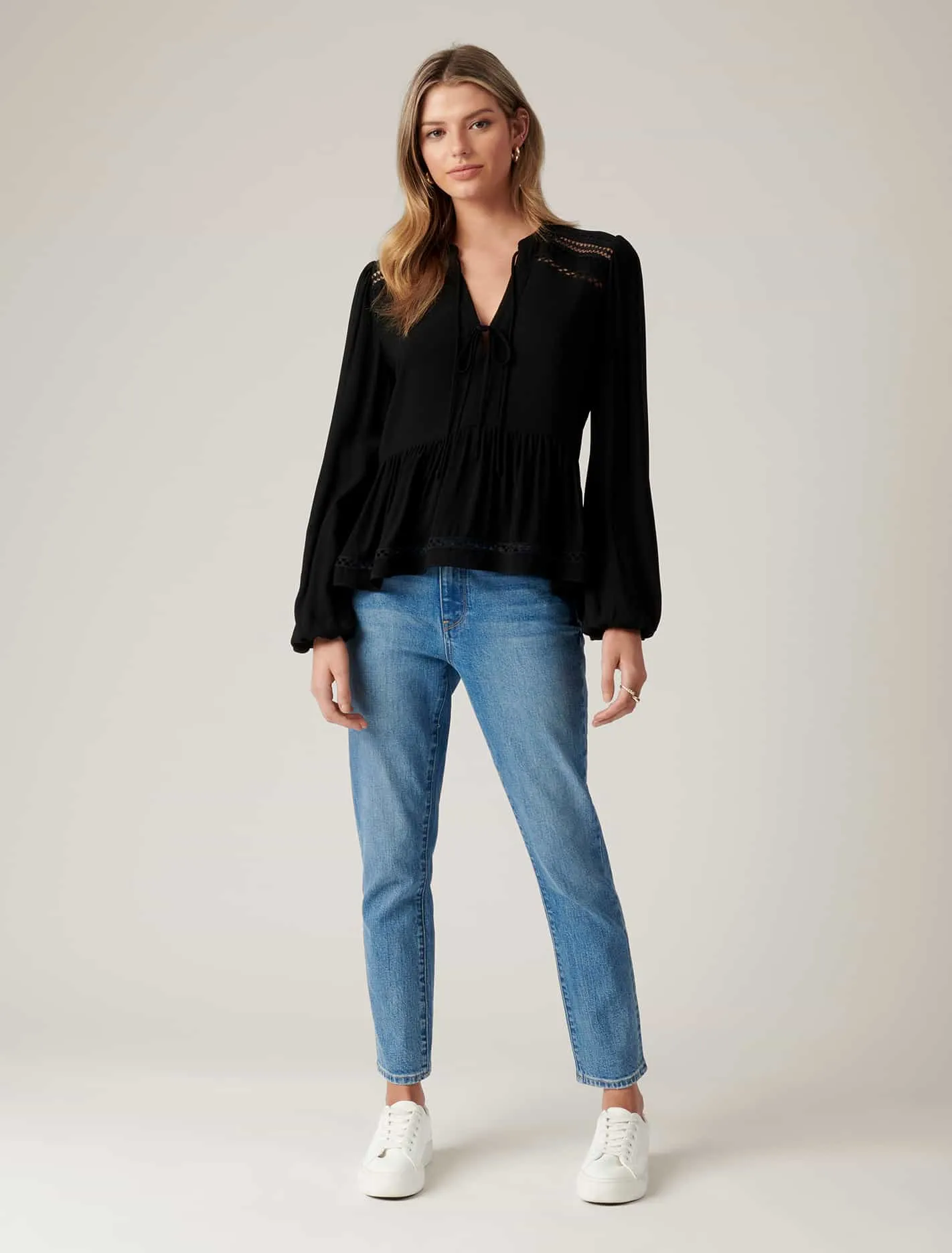 Luna Lace Spliced Tunic Blouse