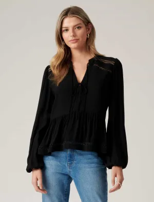 Luna Lace Spliced Tunic Blouse