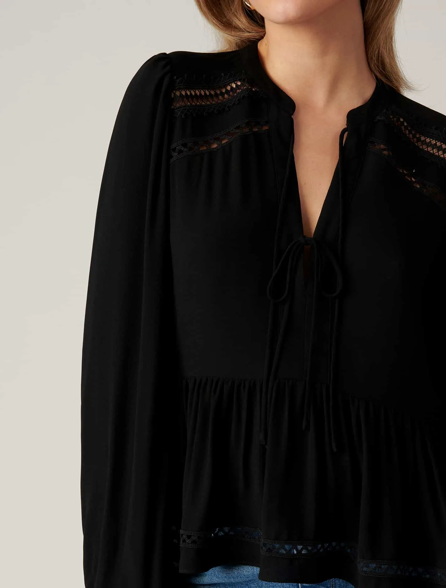 Luna Lace Spliced Tunic Blouse