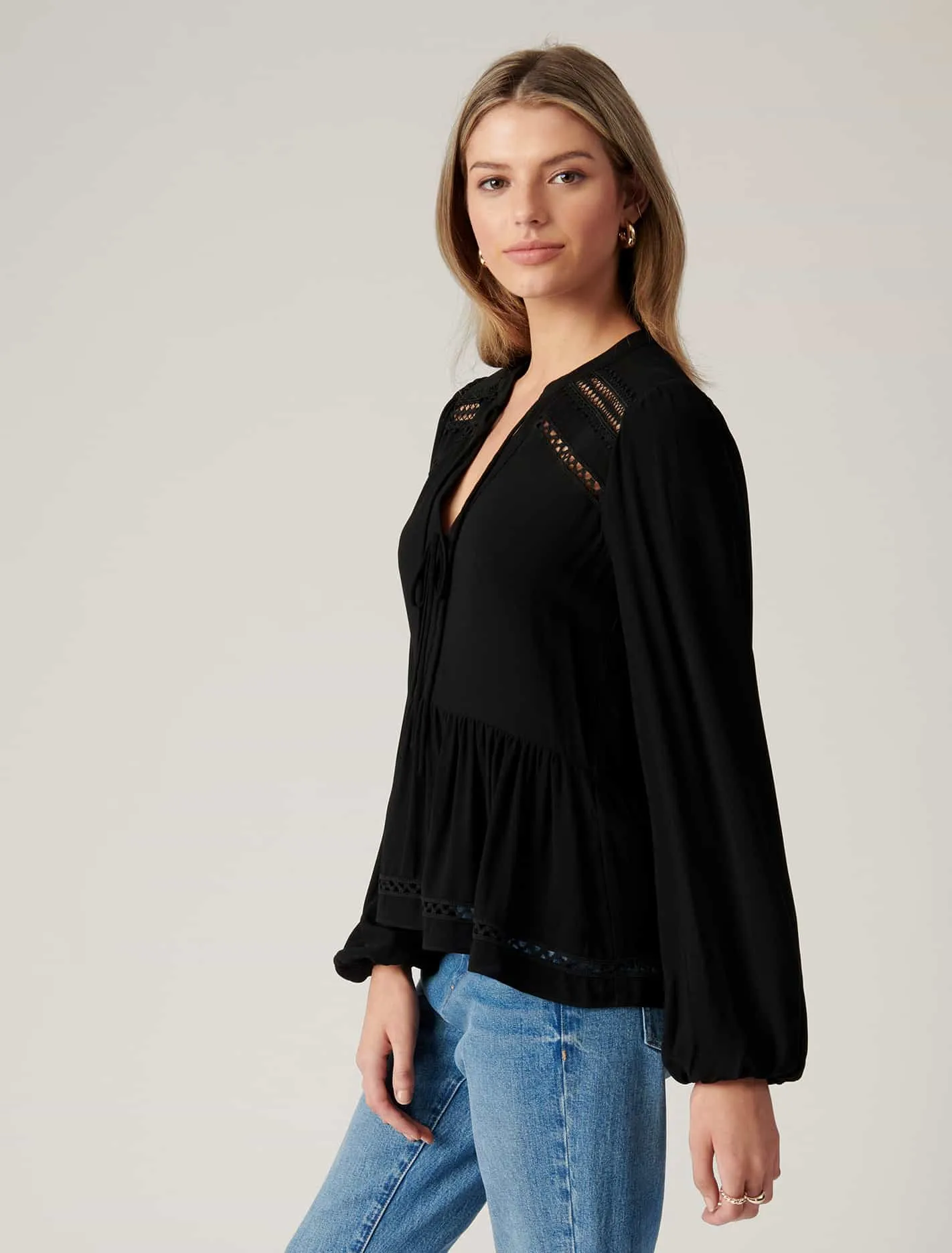 Luna Lace Spliced Tunic Blouse