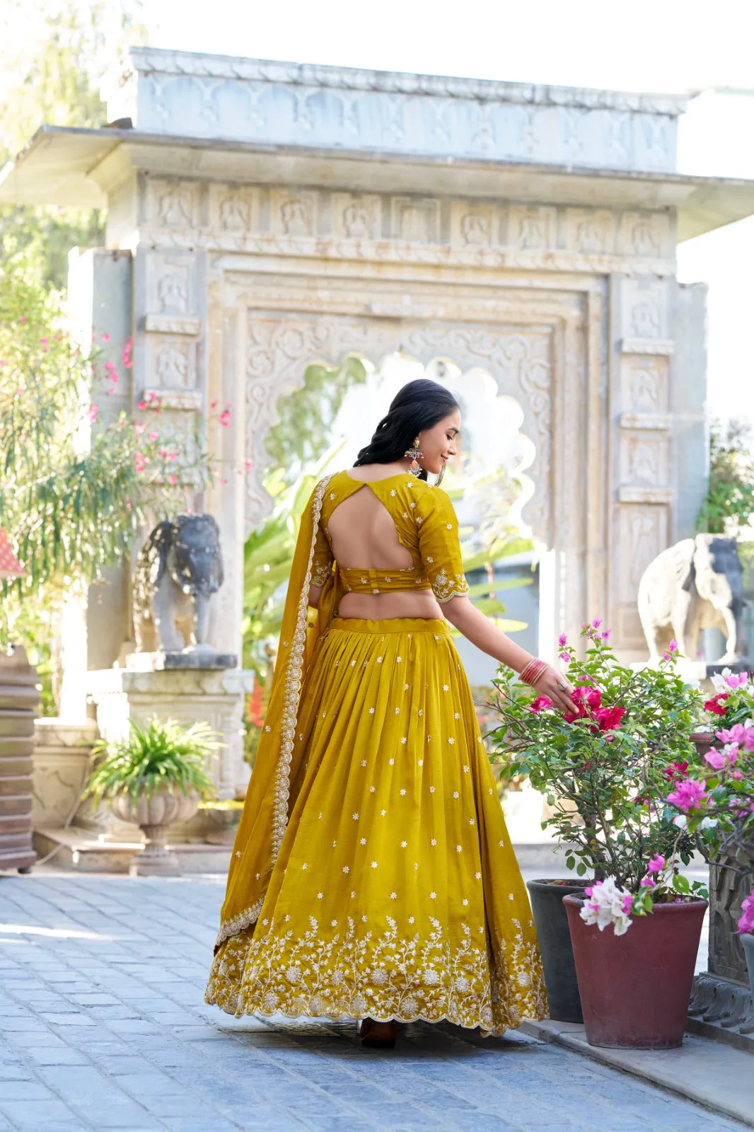 Marvelous Mustard Silk Embroidered Lehenga Choli