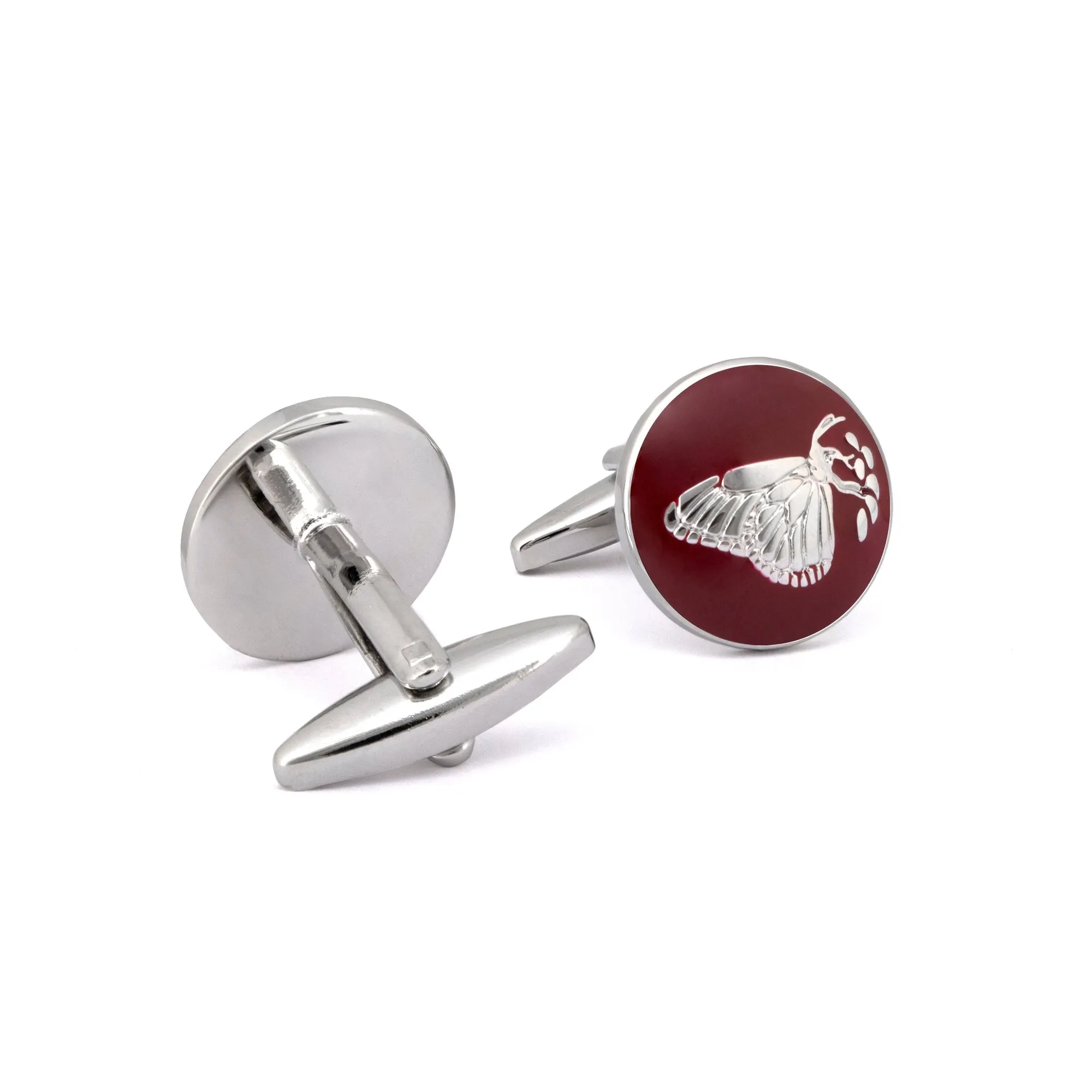 MarZthomson Botanic Series - Round Silver Butterfly Cufflinks
